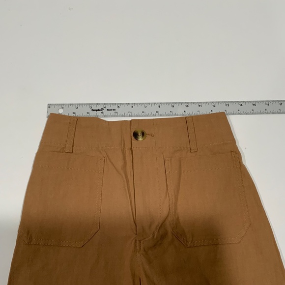 Anthropologie Maeve Colette Linen Crop Wide-Leg Pants Camel Brown 26 - Picture 6 of 12